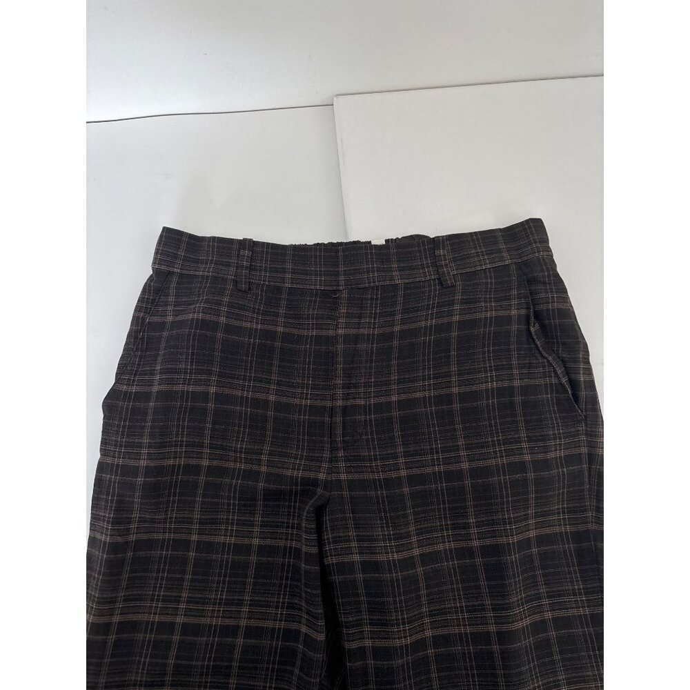 Vince Pants Sz L Quiet Luxury Plaid Viscose Brown Relaxed Trousers Pockets Comfy - Picture 14 of 16